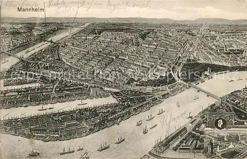 AK / Ansichtskarte Mannheim Rheinpartie Vogelschau Mannheim