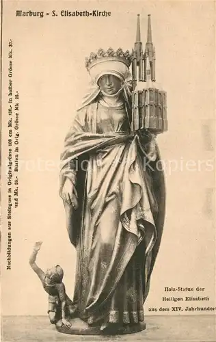 AK / Ansichtskarte Marburg_Lahn Holzstatue der Heiligen Elisabeth St. Elisabeth Kirche Marburg_Lahn