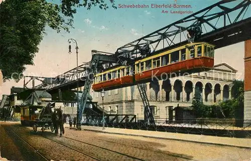 AK / Ansichtskarte Elberfeld_Wuppertal Barmen Schwebebahn am Landgericht Elberfeld Wuppertal