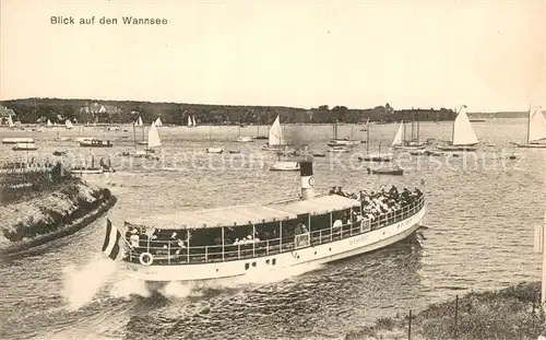 AK / Ansichtskarte Wannsee Ausflugdampfel Segelboote Wannsee