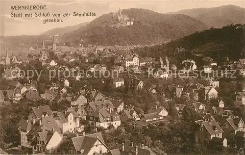 AK / Ansichtskarte Wernigerode_Harz mit Schloss von der Sennh?tte gesehen Wernigerode Harz