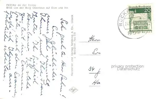 AK / Ansichtskarte Passau Blick von Burg Oberhaus auf Dom und Inn Passau