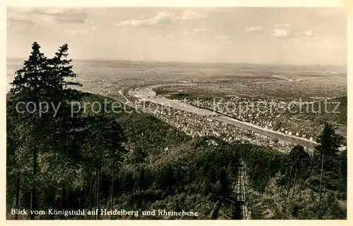 AK / Ansichtskarte Heidelberg_Neckar Blick vom K?nigstuhl mit Rheinebene Heidelberg Neckar