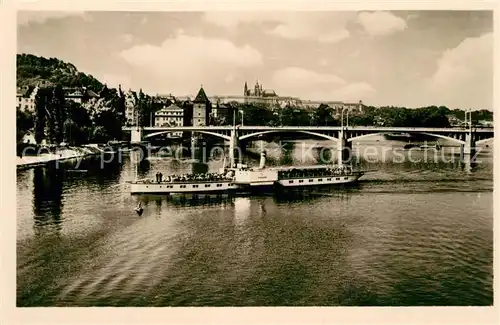 AK / Ansichtskarte Praha_Prahy_Prague Jiraskuv most Bruecke Dampfer Praha_Prahy_Prague