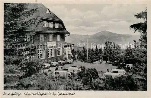 AK / Ansichtskarte Johannisbad_Riesengebirge Schwarzschlagbaude Gartenrestaurant Johannisbad_Riesengebirge