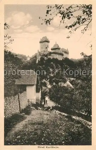 AK / Ansichtskarte Hrad_Karlstejn Blick zur Burg Hrad_Karlstejn