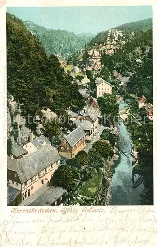 AK / Ansichtskarte Herrnskretschen_Boehmen Blick ins Tal Elbsandsteingebirge 