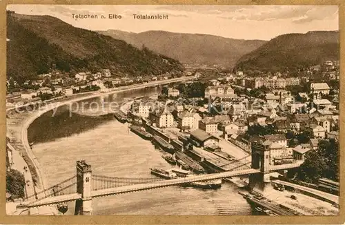 AK / Ansichtskarte Tetschen Bodenbach_Boehmen Panorama Elbe Bruecke Berge Tetschen Bodenbach Boehmen