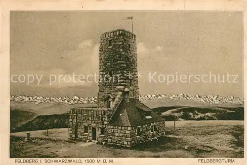 AK / Ansichtskarte Feldberg_Schwarzwald Feldbergturm Alpenkette Feldberg Schwarzwald