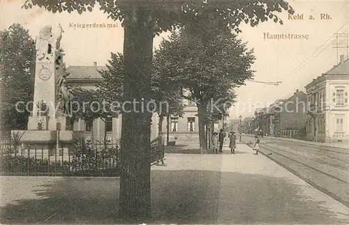 AK / Ansichtskarte Kehl_Rhein Hauptstrasse Kriegerdenkmal Kehl_Rhein