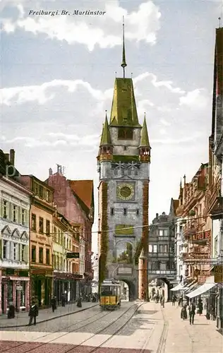 AK / Ansichtskarte Freiburg_Breisgau Martinstor Strassenbahn Freiburg Breisgau