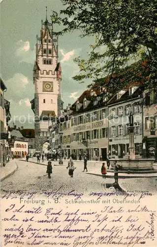 AK / Ansichtskarte Freiburg_Breisgau Schwabentor mit Oberlinden Freiburg Breisgau