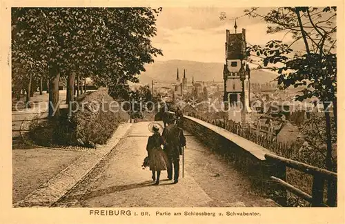 AK / Ansichtskarte Freiburg_Breisgau Schlossberg mit Schwabentor Freiburg Breisgau
