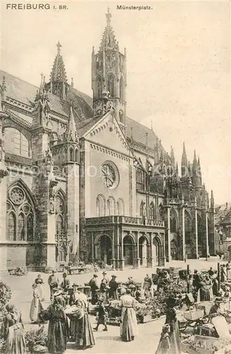 AK / Ansichtskarte Freiburg_Breisgau M?nsterplatz Markt Freiburg Breisgau