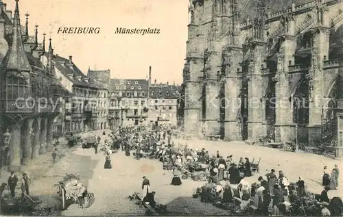 AK / Ansichtskarte Freiburg_Breisgau M?nsterplatz Markt Freiburg Breisgau