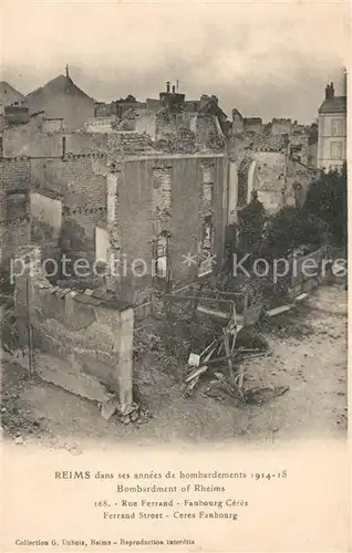 AK / Ansichtskarte Reims_Champagne_Ardenne Bombardement of Rheims 1914 18 Reims_Champagne_Ardenne