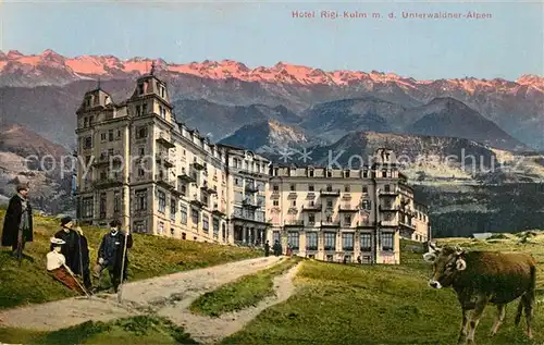 AK / Ansichtskarte Rigi_Kulm Hotel Rigi Kulm mit Unterwaldner Alpen Rigi_Kulm