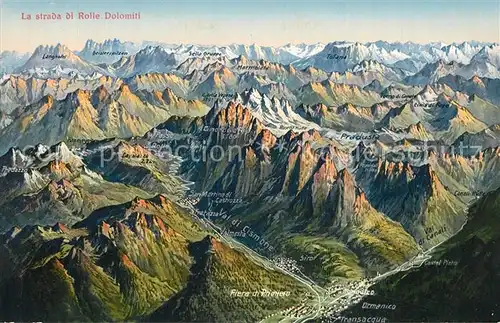 AK / Ansichtskarte Dolomiti La strada di Rolle Panoramakarte Dolomiti