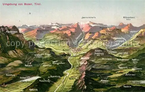 AK / Ansichtskarte Bozen_Suedtirol Panoramakarte Bozen Suedtirol