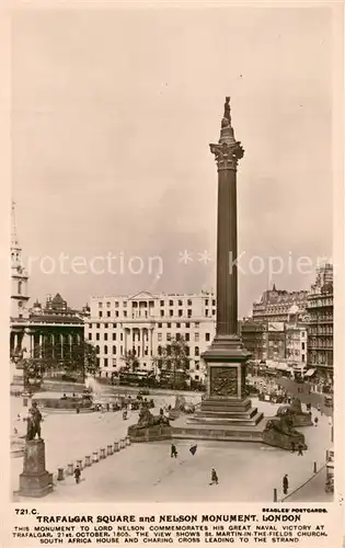 London Trafalgar Square and Nelson Monument London