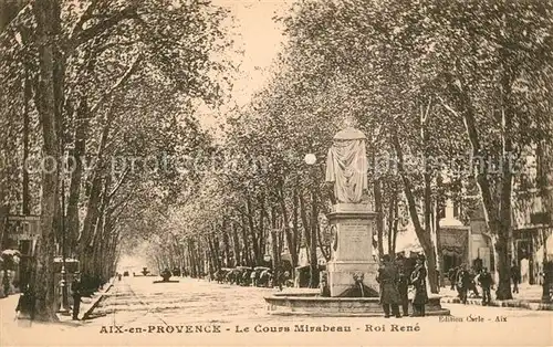 Aix en Provence Cours Mirabeau Statue Roi Rene Aix en Provence