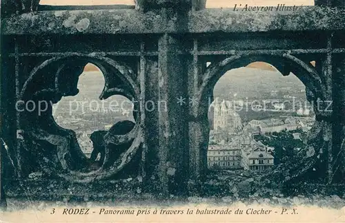 Rodez Panorama pris a travers la balustrade du Clocher Rodez