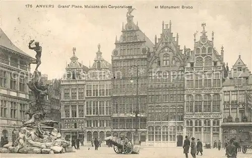 Anvers_Antwerpen Grand Place Maisons des Corporations Monument Brabo Anvers Antwerpen