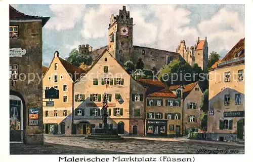 Fuessen_Allgaeu Malerischer Marktplatz Kuenstler Marschall Fuessen Allgaeu