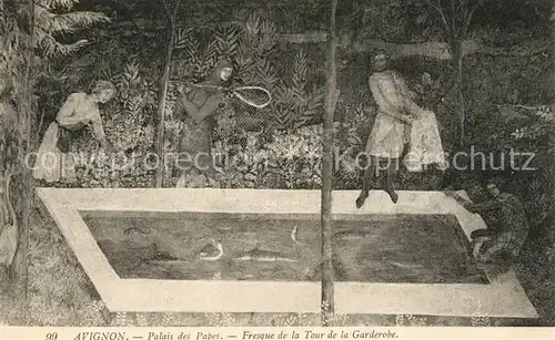 Avignon_Vaucluse Palais des Papes Fresque de la Tour de la Garderobe Avignon Vaucluse