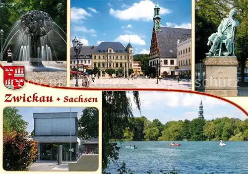Zwickau_Sachsen Freundschaftsbrunnen Hauptmarkt Robert Schumann Denkmal Zwickau Sachsen