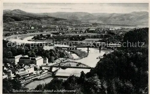 Tetschen Bodenbach_Boehmen Panorama Elbe Schloss und Schaeferwand Tetschen Bodenbach Boehmen
