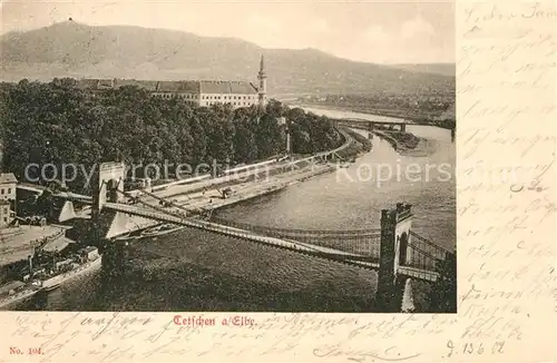 Tetschen Bodenbach_Boehmen Panorama Elbe Bruecke Schloss  Tetschen Bodenbach Boehmen