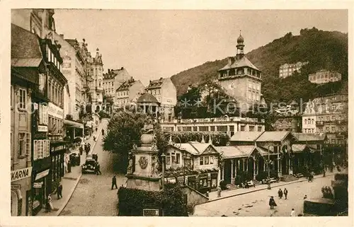 Karlsbad_Eger Marktbrunnen mit Stadtturm Karlsbad_Eger