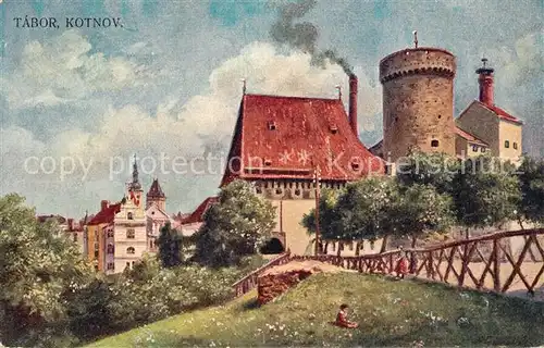 Tabor_Suedboehmen Hrad Kotnov Burg Kuenstlerkarte Tabor Suedboehmen