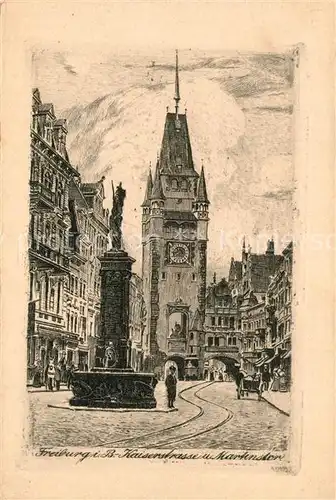 Freiburg_Breisgau Kaiserstrasse mit Martinstor  Freiburg Breisgau