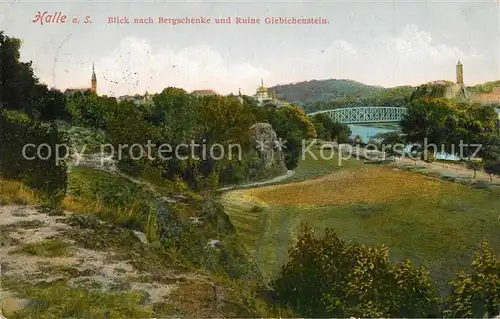 Halle_Saale mit Bergsch?nke und Ruine Giebichenstein Halle_Saale