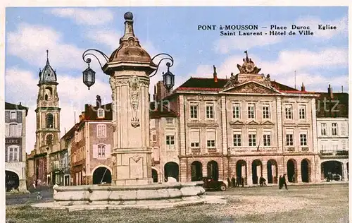AK / Ansichtskarte Pont a Mousson Place Duroc Eglise Saint Laurent Hotel de Ville Pont a Mousson