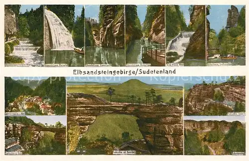 AK / Ansichtskarte Sudetenland_Region Landschaftspanorama Elbsandsteingebirge Felsformationen Wasserfaelle Sudetenland_Region