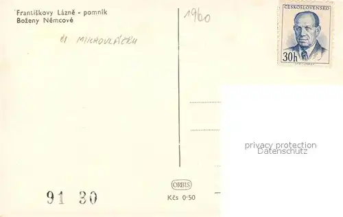 AK / Ansichtskarte Frantiskovy_Lazne Pomnik Bozeny Nemcove Denkmal Gedenktafel Frantiskovy_Lazne