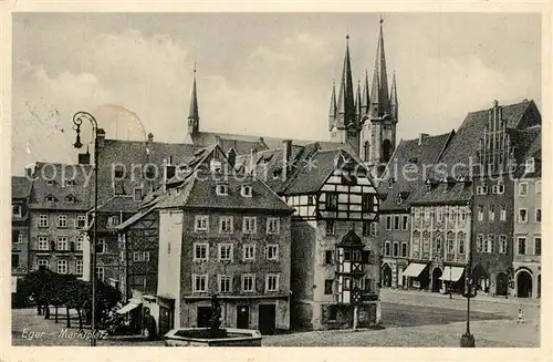 AK / Ansichtskarte Eger_Cheb_Tschechien Marktplatz Kirchtuerme 