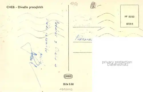 AK / Ansichtskarte Cheb_Eger Divadlo pracujicich Theater 
