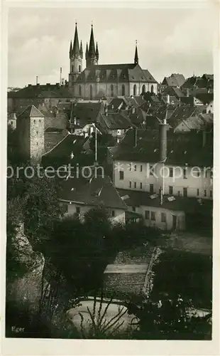 AK / Ansichtskarte Eger_Cheb_Tschechien Stadtbild mit Kirche 