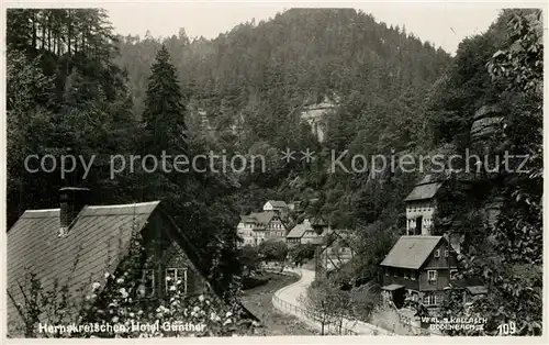 AK / Ansichtskarte Herrnskretschen_Boehmen Teilansicht mit Hotel Guenther 