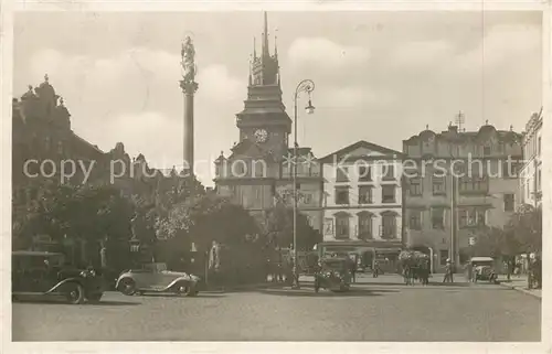 AK / Ansichtskarte Pardubice_Pardubitz Pernstynovo namesti Platz Saeule Pardubice Pardubitz