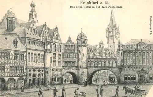 Frankfurt_Main Rathaus auf dem Paulsplatz Kupferdruckkarte Frankfurt Main