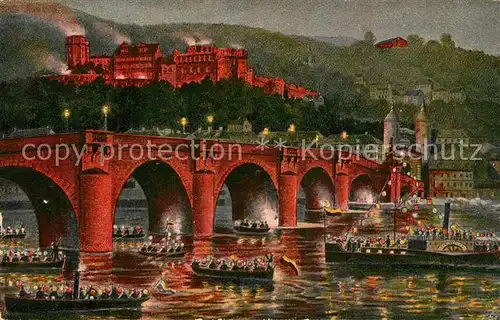 Heidelberg_Neckar Br?cken  und Schlossbeleuchtung Heidelberg Neckar