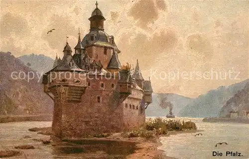 Kaub Die Pfalz K?nstlerkarte Kaub