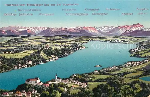 Starnbergersee mit Alpenkette Fliegeraufnahme Starnbergersee