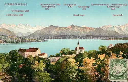 Starnberg Seepartie mit Alpen Starnberg