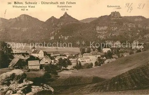 AK / Ansichtskarte Dittersbach_Jetrichovice Panorama Boehmische Schweiz Felsen Elbsandsteingebirge 